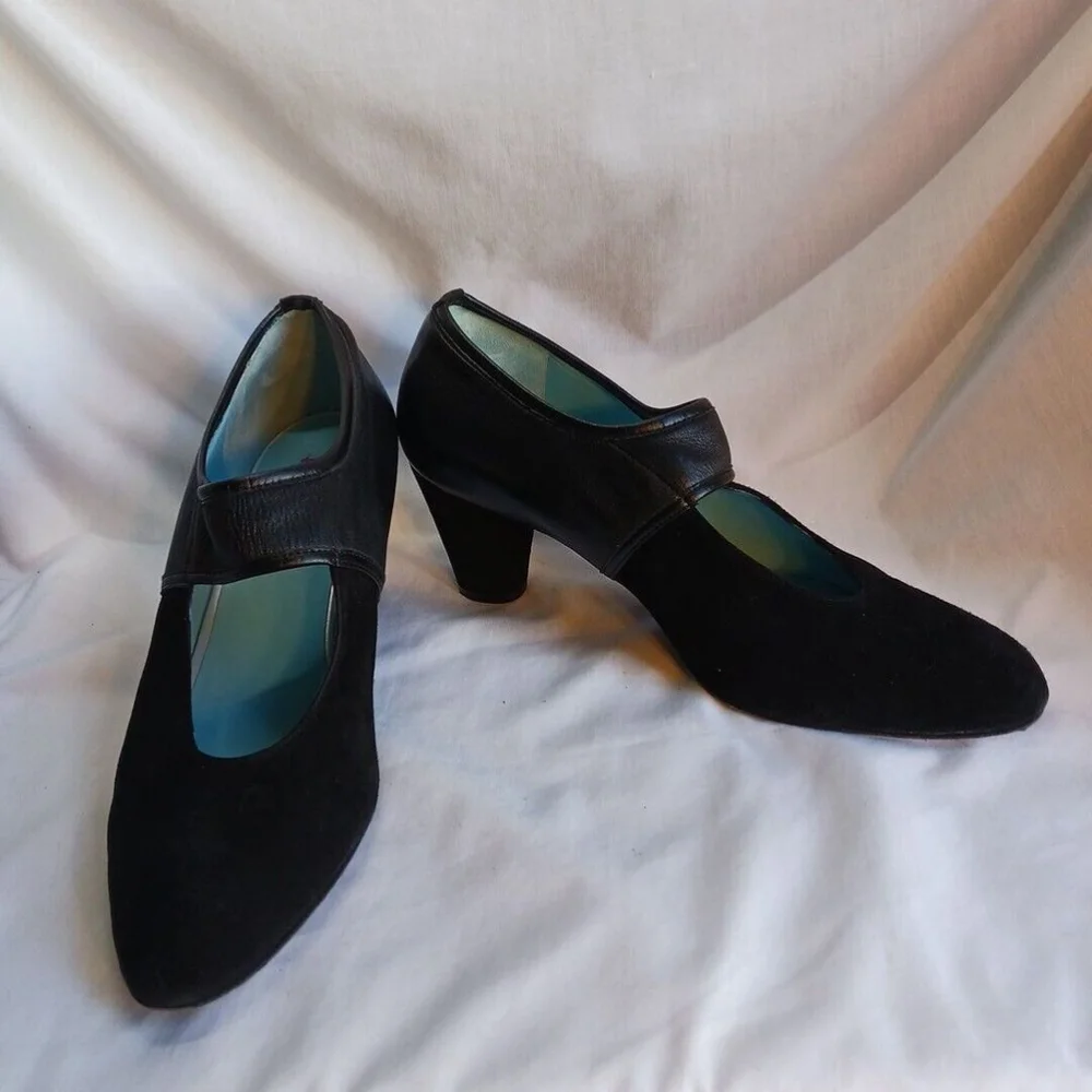 Thierry Rabotin Black Suede Leather Heels Pumps Size 41